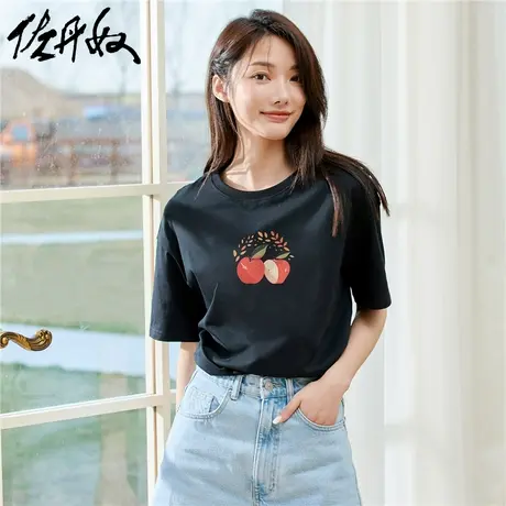 佐丹奴T恤女装印花纯棉圆领短袖T恤 99394177商品大图