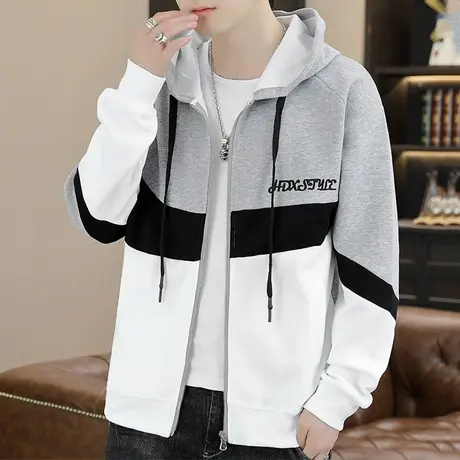 开衫卫衣男款春秋季休闲宽松连帽夹克男外套青少年潮牌潮流上衣服商品大图