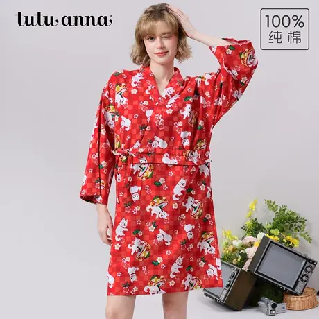 tutuanna起毛布小狗满印长袖睡裙商品大图