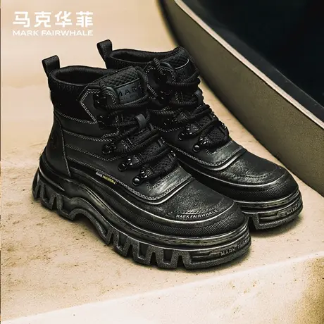 马克华菲马丁靴男士复古擦色户外工装靴厚底耐磨皮靴增高休闲男靴商品大图