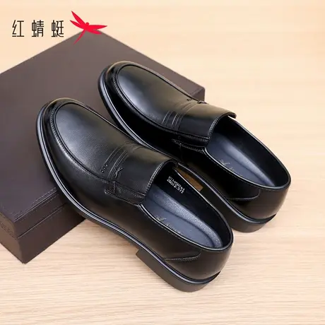 红蜻蜓皮鞋男士款2025新商务休闲真皮软底舒适透气上班爸爸一脚蹬商品大图
