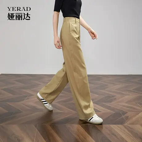 娅丽达莱赛尔棉混纺阔腿女2025秋新款休闲弯刀香蕉裤子九分镰刀裤商品大图