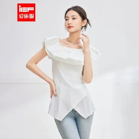 IEF/爱依服2025夏季新款法式温柔小女人气质荷叶边设计修身上衣图片