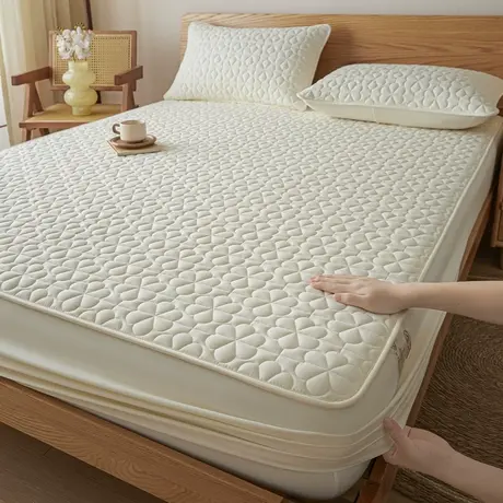 恒源祥新款A类夹棉大豆防水床笠款三件套家用抗菌抑菌床垫保护罩商品大图