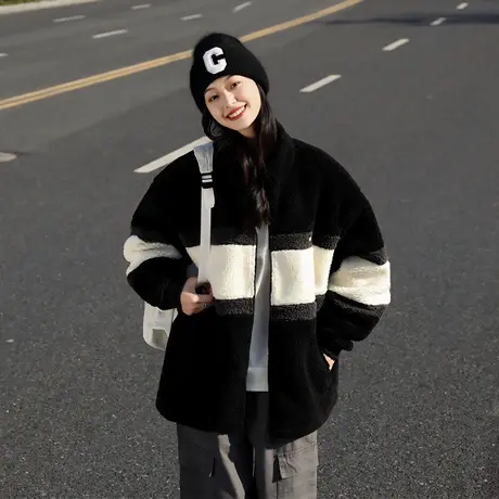 唐狮新款秋冬季女外套爆款加厚摇粒绒保暖宽松百搭时尚休闲上衣tu图片