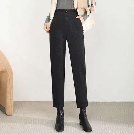 羊毛呢西装裤女2023年秋冬新款高腰显瘦设计感直筒裤小个子九分裤商品大图