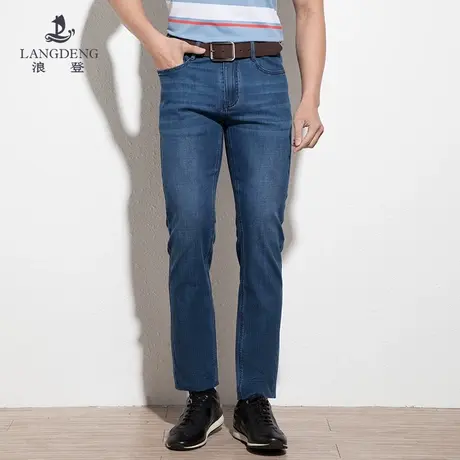 浪登男士牛仔裤2023款夏季薄款柔软弹力直筒修身时尚百搭工装长裤商品大图