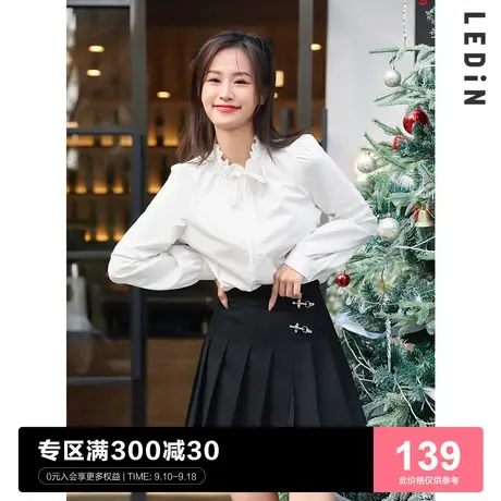 【商场同款】乐町小立领木耳边衬衫2022春季新款上衣女C5CAC1101商品大图