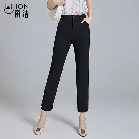 丽洁女裤黑色裤子西装裤女直筒裤春秋新款休闲西裤显瘦九分烟管裤商品大图