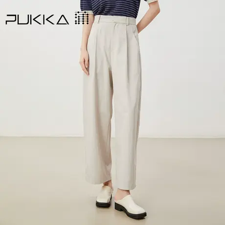 蒲PUKKA 春夏棉混纺极简百搭松弛感休闲阔腿直筒裤商品大图