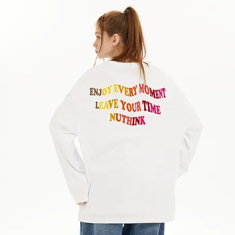 Nuthink美式字母长袖T恤男春季国潮潮牌ins潮流宽松圆领上衣男款商品大图