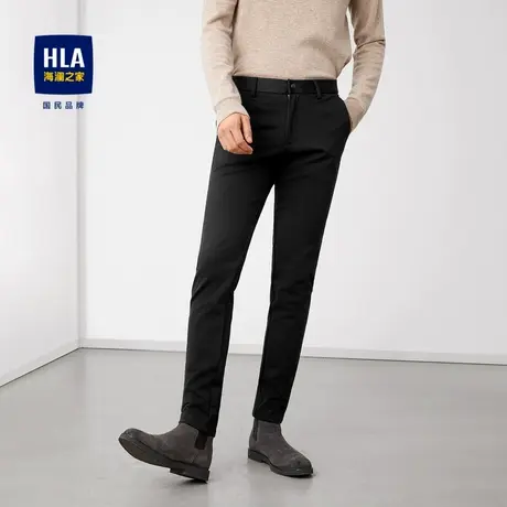 HLA/海澜之家时尚针织休闲裤微弹修身字母点缀中腰纯色休闲长裤男商品大图