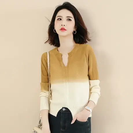 韩潮袭人气质撞色套头针织毛衣女2023冬新款宽松加厚打底衫上衣女图片