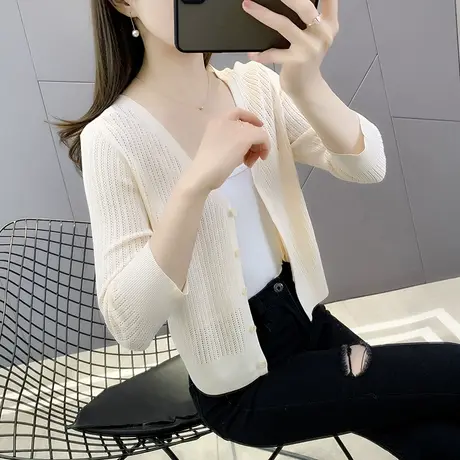 披肩上衣冰丝防晒衣女款2025新款夏季针织开衫女士外套薄款空调衫图片