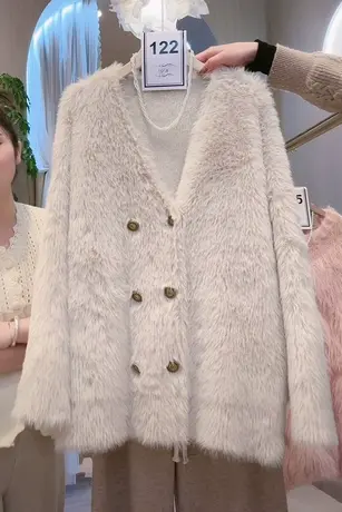 小香风重工网红毛衣女2022秋冬新款轻奢时尚仿水貂毛气质显瘦外套图片