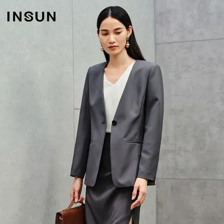 INSUN恩裳专选秋季易打理无领西装外套商品大图