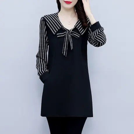 春秋打底衫女2025新款中长款雪纺上衣大码遮肚子胖mm显瘦内搭外穿商品大图