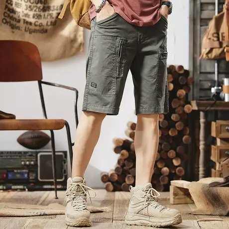 Modi Nick/摩帝尼克复古透气男裤子男士直筒休闲薄款潮流五分裤商品大图