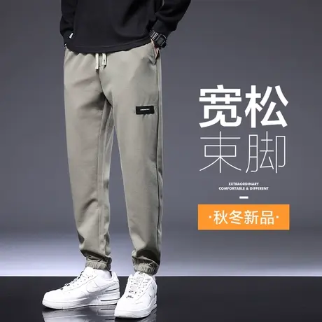 秋冬季针织运动卫裤男士休闲裤束脚宽松紧腰2024新款男裤子春秋款商品大图