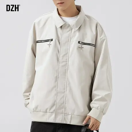 男士翻领夹克外套男秋季新款潮高级感休闲茄克工装上衣男款教练服商品大图