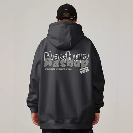 美式复古嘻哈大码卫衣男装字母纯棉重磅做旧高街外套加绒春秋冬季商品大图