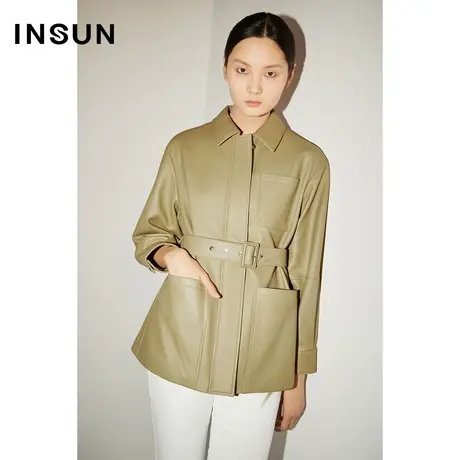 COVER秋季时尚简约工装风明线大口袋绵羊皮皮衣外套图片