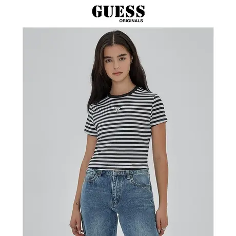 【38上新季】GUESSOriginals女士时尚通勤条纹短袖T恤商品大图