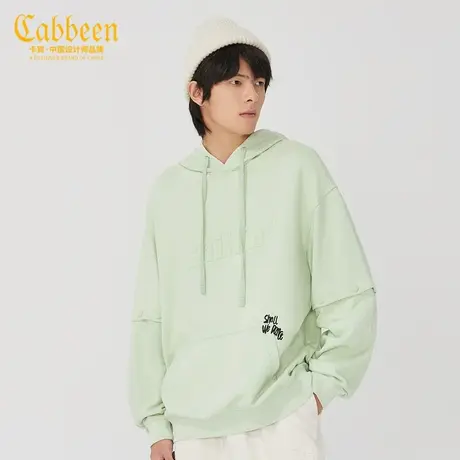 卡宾男装连帽纯棉卫衣可拆卸袖子潮流字母印花宽松上衣W图片