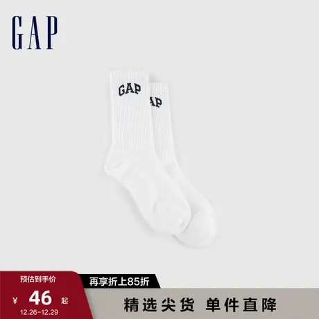 Gap男装秋季新款LOGO简约舒适运动中筒袜一双装弹力及踝袜815131图片