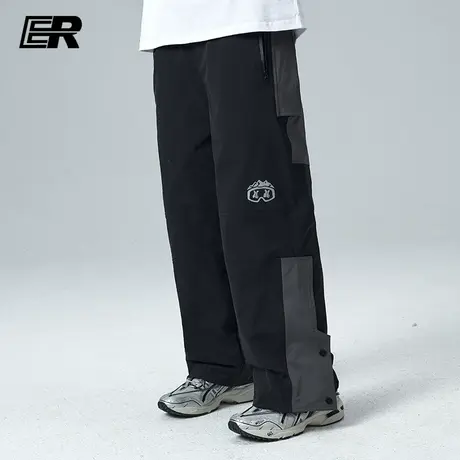 ER排扣冲锋裤2024春季新款直筒工装裤运动休闲情侣长裤男女同款商品大图