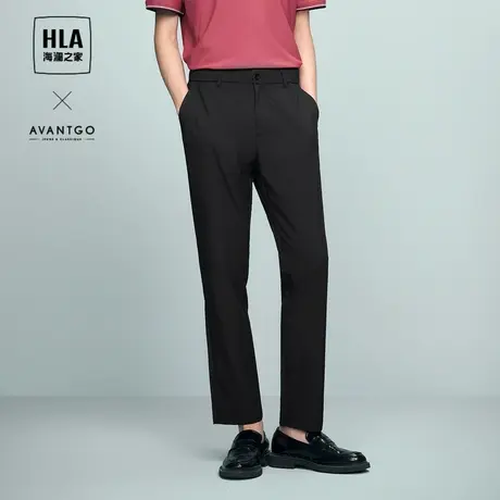 HLA/海澜之家轻商务经典系列休闲裤24春夏新通勤纯色松紧腰裤子男商品大图