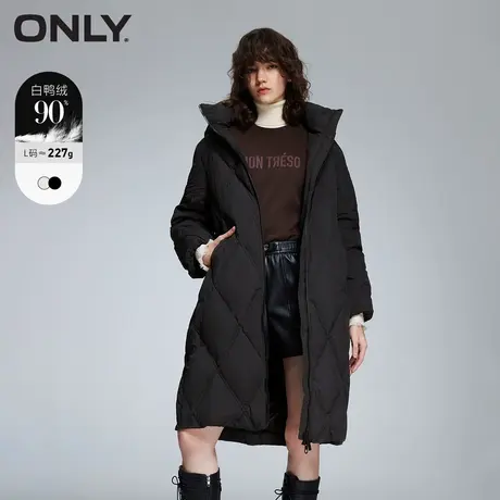 【甄选专享】ONLY奥莱90白鸭绒连帽保暖中长款羽绒服女图片