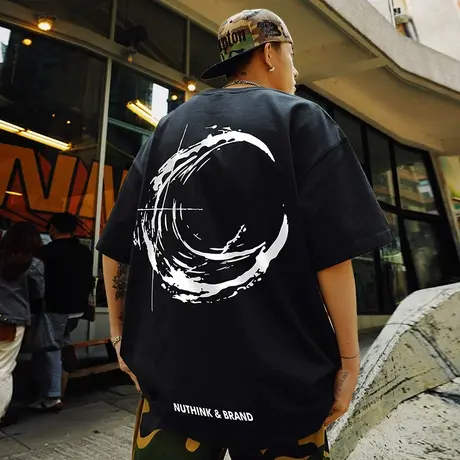 美式嘻哈街头滑板t恤男美潮中性风加肥加大情侣短袖潮牌夏季半袖商品大图