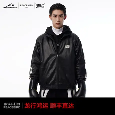 【AIRxPEACE】太平鸟男装 EVERLAST联名pu皮夹克男潮商品大图