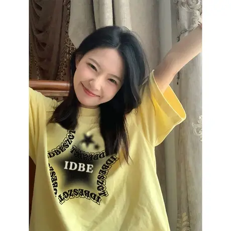 纯棉设计感小众短袖t恤女夏季新款ins潮牌宽松半袖大码上衣小个子商品大图