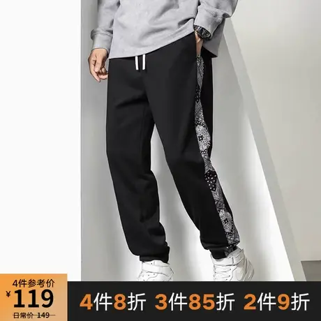 GxxH大码男装潮胖子休闲肥佬潮流加肥加大腰果花拼接宽松运动长裤商品大图