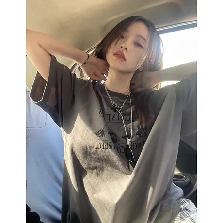 夏装独特t恤短袖女2024夏季新款爆款韩版宽松显瘦纯棉半袖上衣服商品大图