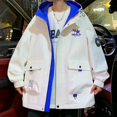 冲锋衣外套男款春秋季潮牌宽松连帽夹克男装青少年户外休闲褂子男商品大图