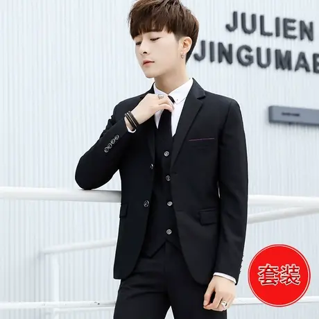 小西服男士韩版职业正装三件套商务男装新郎伴郎结婚西装礼服外套商品大图