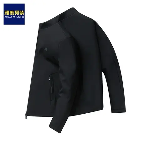雅鹿男士立领夹克外套春秋季新款商务休闲上衣运动防风纯色外套潮商品大图