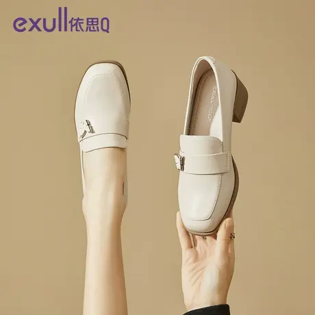 依思Q上班通勤女单鞋2024年春季新款粗跟优雅风蝴蝶饰品女高跟鞋图片