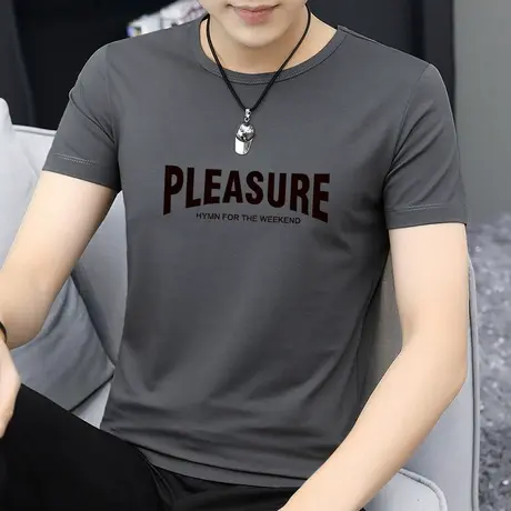 莫代尔冰丝t恤男士短袖潮牌圆领透气速干上衣服夏季半袖凉感体恤商品大图