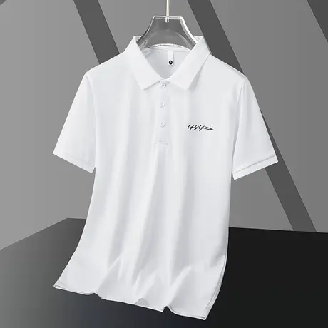 男士短袖polo衫保罗翻领t恤有领商务白色上衣服夏季冰丝凉感半袖商品大图