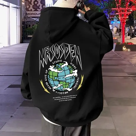 纯棉卫衣男秋冬款重磅连帽套头男装上衣ins时尚秋季宽松帽衫外套商品大图