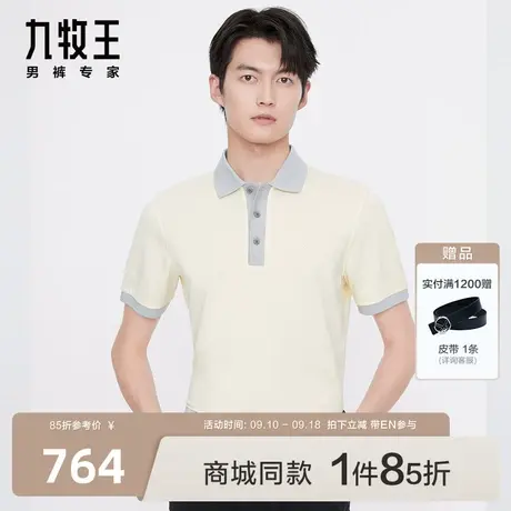 [商场同款]九牧王男装JT2C24917短袖T恤凉感冰爽亲肤Polo衫上衣EN商品大图