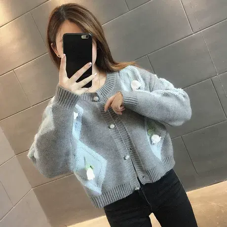 毛衣2023年新款女装秋冬季秋款秋装女士针织开衫宽松百搭外穿爆款商品大图