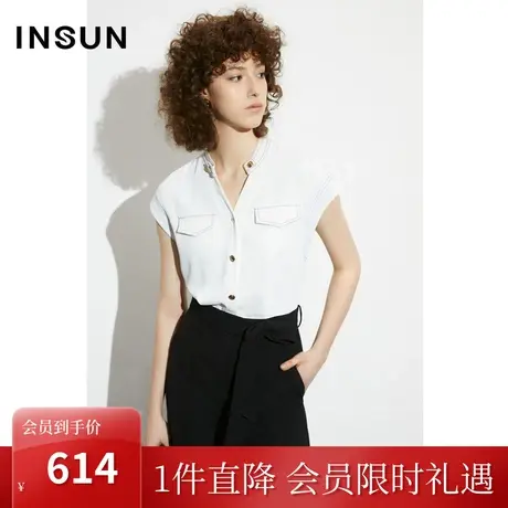 [高级商务]恩裳COVER2023夏款新款假两件撞色高腰经典压线连体裤图片