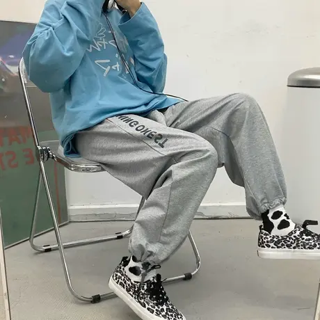 阔腿裤子女春秋宽松小个子高腰直筒显瘦休闲哈伦运动束脚裤潮ins商品大图