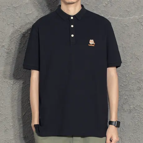 夏季韩版小狗绣标翻领短袖T恤男polo衫2022新款ins百搭有领短tee图片