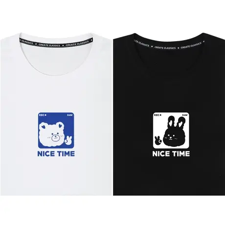 不一样的情侣装夏装t恤情侣短袖半袖高级感男夏季纯棉小众设计感商品大图